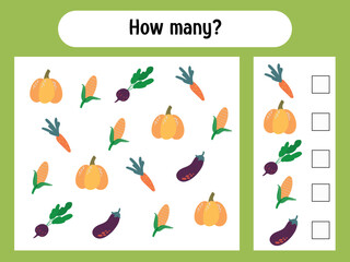 Counting Game with Vegetables Worksheet
