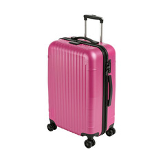 Stylish pink trolley luggage, modern travel companion, isolated for easy graphic integration and