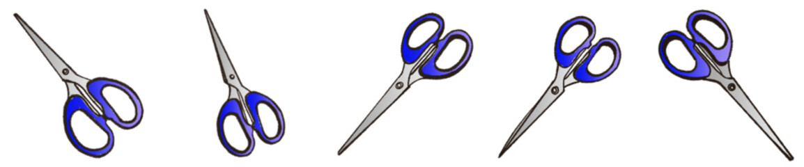 Cartoon Scissors Illustration with Blue Handles for School and Office