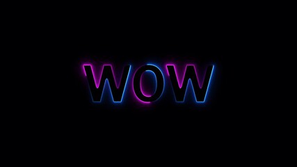 Glowing neon lines wow text animation on background. - Powered by Adobe