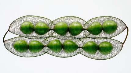 Fototapeta premium Rows of vibrant green seed pods held in delicate, openwork husks