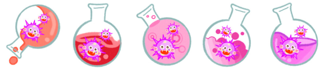 Cartoon Virus in Flask PNG for Education, Research, and Scientific Posters