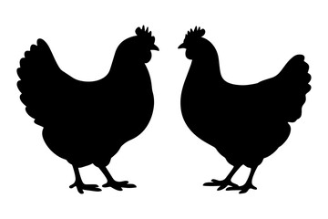 Silhouette of chicken farm animal