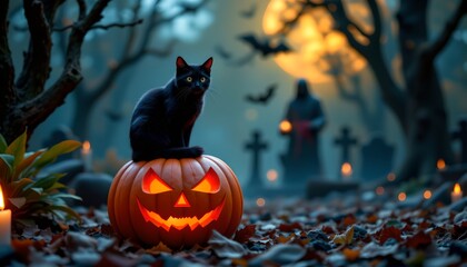 Naklejka premium An enchanting Halloween night scene