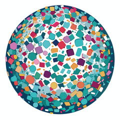 A graphic vector of round confetti pieces, an isolated and joyful graphic for lively celebrations and events.