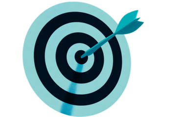 Arrow hitting the center of a target. Success, achievement, and accuracy concept.