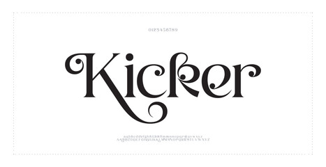 kicker Elegant alphabet letters font and number. Classic Copper Lettering Minimal Fashion Designs. Typography fonts regular uppercase and lowercase. vector illustration
