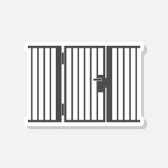 Metal fence icon sticker isolated on gray background