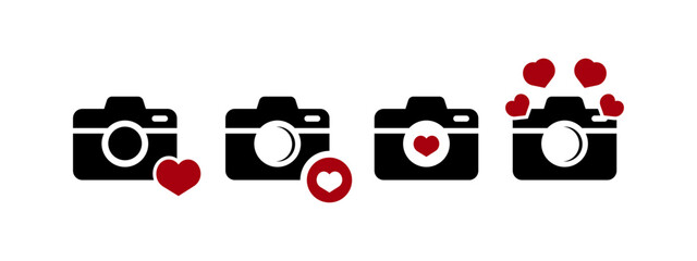 valentine day camera icon vector illustration. valentine day camera icon in flat style - stock vector.