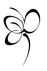 one stylized blooming flower on a short stalk without leaves. graphic decor