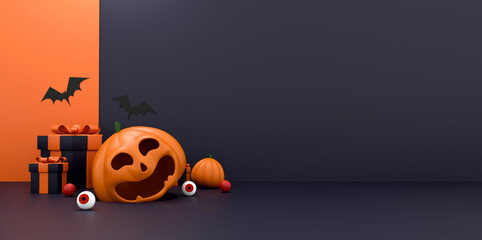 Halloween Pumpkins with Coffin Bats Eyeball and Gift Boxes