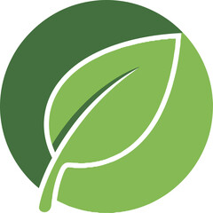 A modern green leaf logo design within a circle, a simple vector illustration asset symbolizing nature, ecology, and organic concepts