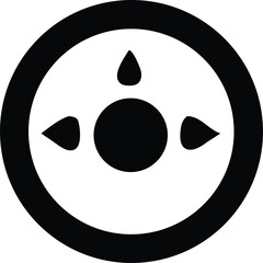 Fototapeta premium Abstract circular emblem with inner target design and three pointing arrows minimalist graphic symbol