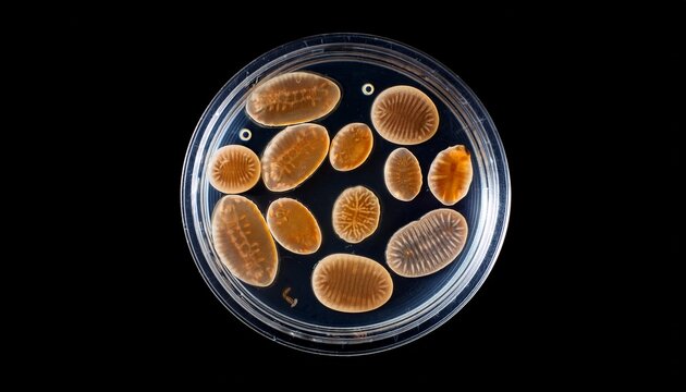 artemia plankton isolated on black background
