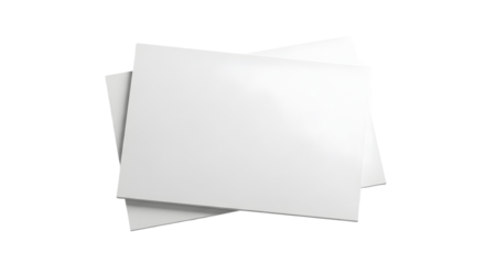 Blank white paper cards overlapping on a white background, perfect for graphic design and branding projects