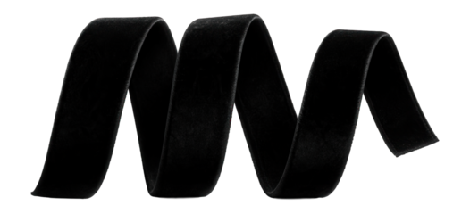 Black velvet ribbon with textured surface