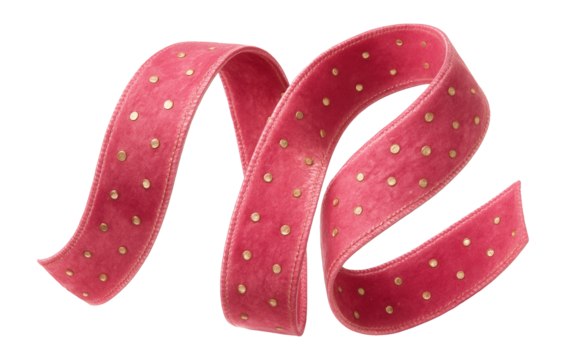Pink velvet ribbon with metallic dots