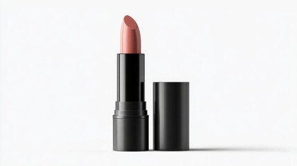 Fototapeta premium Radiant Lipstick: A captivating studio shot showcases a single, sleek lipstick with a vibrant color. The product is presented against a clean, minimalist background.