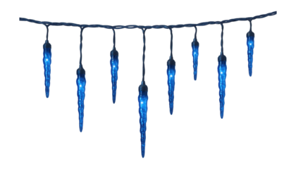 Blue icicle lights with cascading effect