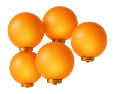Orange globe lights with frosted glass covers