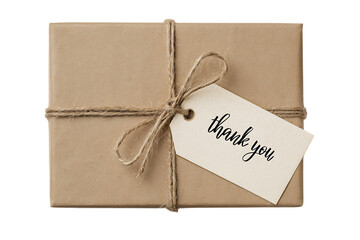 Kraft paper gift box with thank you tag