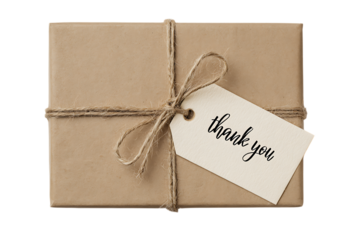 Kraft paper gift box with thank you tag