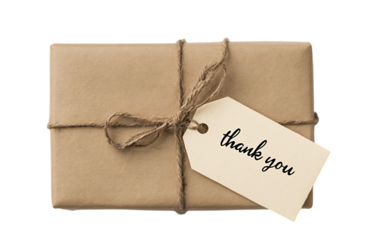 Simple rustic gift package with a heartfelt thank you.