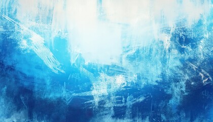 Fototapeta premium abstract blue and white acrylic paint texture with rough brush strokes creating icy ocean effect for modern background or artistic wallpaper