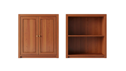 Shop wooden cabinet with doors and open bookshelf storage furniture online for home organization ideas on transparent background