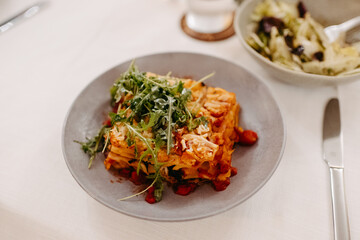 angerichtete Lasagne