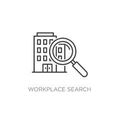 Flat Apartment Search Icon, House inspection icon with a magnifying glass on a circular background representing real estate and property evaluation