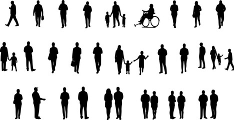 Silhouettes of people for digital model of architecture and urbanism Vector illustration
