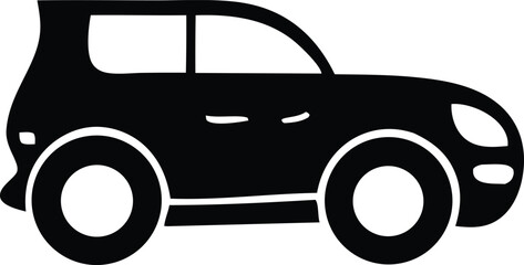Simple black silhouette of a modern suv or crossover vehicle ideal for transportation and automotive themed designs