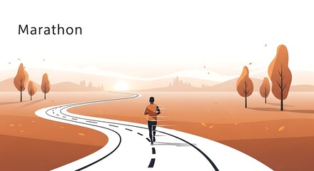 Marathon Runner on Winding Road.