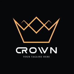Premium crown logo Royal king  Modern luxury brand sign with black background with Vector illustration.	