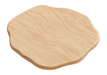 Flat wood chip with a light beige color and irregular shape