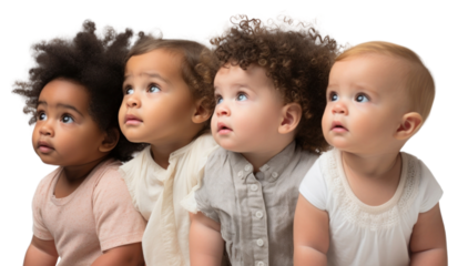 PNG Five mixed race babies portrait looking photo.