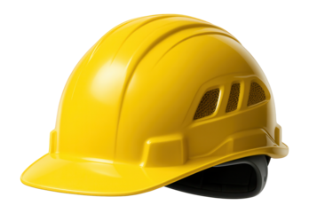 Yellow hard hat with cooling vents