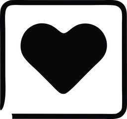 Simple black heart icon inside square outline symbolizing love emotion and affection in a clean minimalist design element