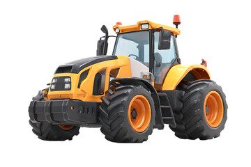 Naklejka premium Powerful yellow tractor isolated on black background