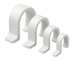 White plastic cable clips for securing wires