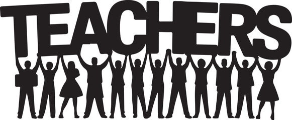 Silhouette Team Teachers Holding Word Unity Education Concept