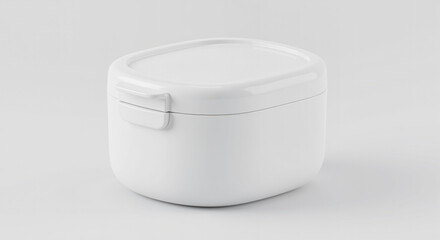 Clean Product Mockup of a White Round Container with Lid on a Bright White Isolated Background for E-Commerce and Branding Purposes