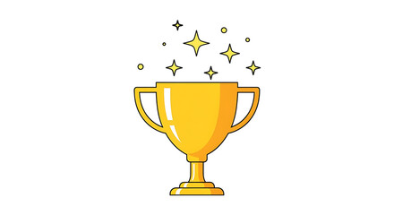 Simple Outline Gold Trophy Cup with Sparkling Star Element Decoration