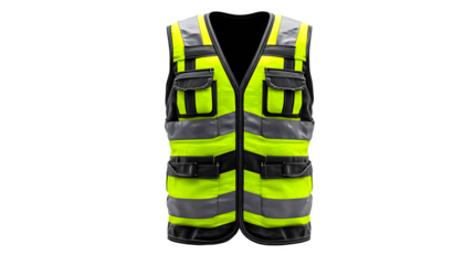 High-visibility safety vest isolated on transparent background