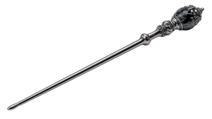 Regal Scepter with Black Gem isolated on transparent background