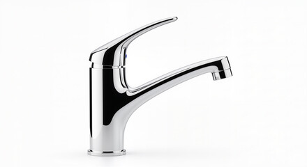 Modern Chrome Faucet Mockup Featuring Clean Lines and a Sleek Design on an Isolated White Background for E-Commerce and Product Showcasing