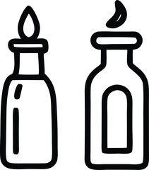Two oil lamps icon a simple outline design for aromatherapy wellness and spa services clean minimalist aesthetic