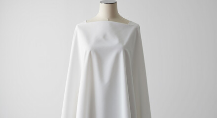 Clean White Fabric Draped Elegantly Over a Mannequin for E-Commerce Photography Mockup Display