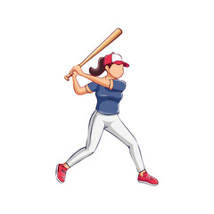 Baseball woman player icon hand drawing ai generated